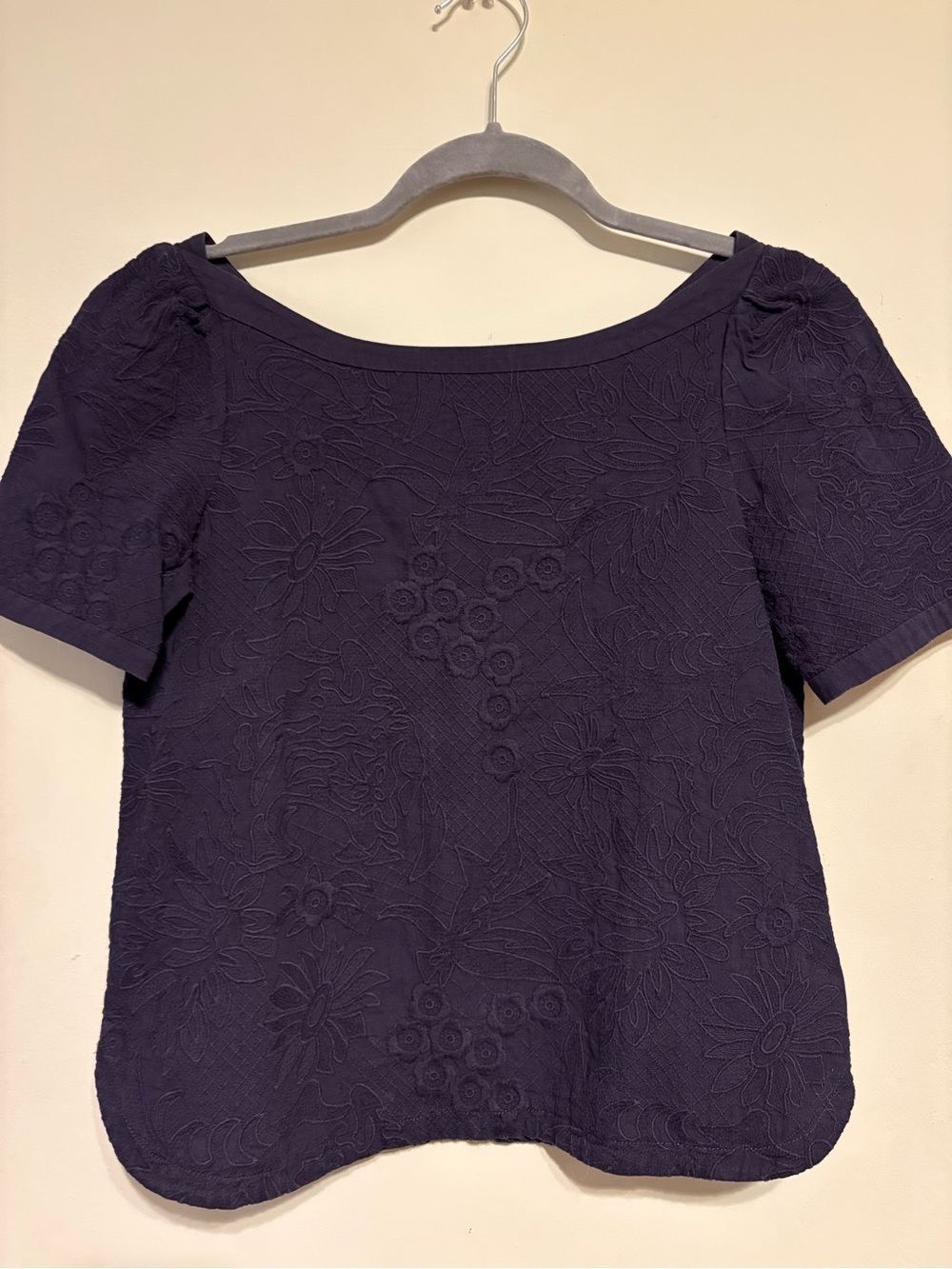 Women’s Embroidered Short-Sleeve Top - Deep Purple